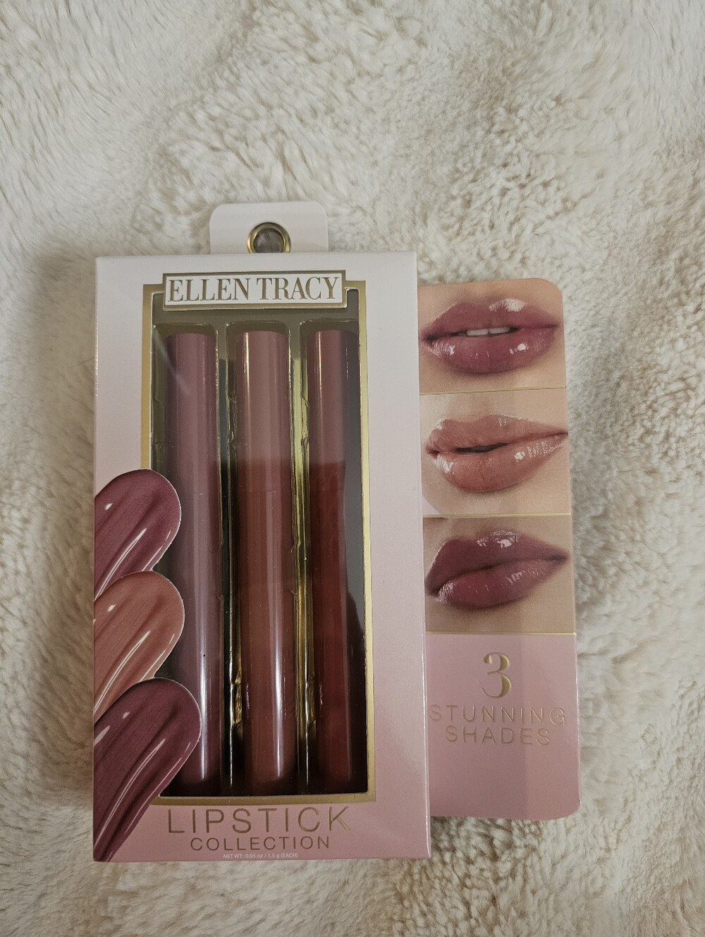 Ellen Tracy Lipstick Trio — Mauve, Dusty Rose, Neutral Pink